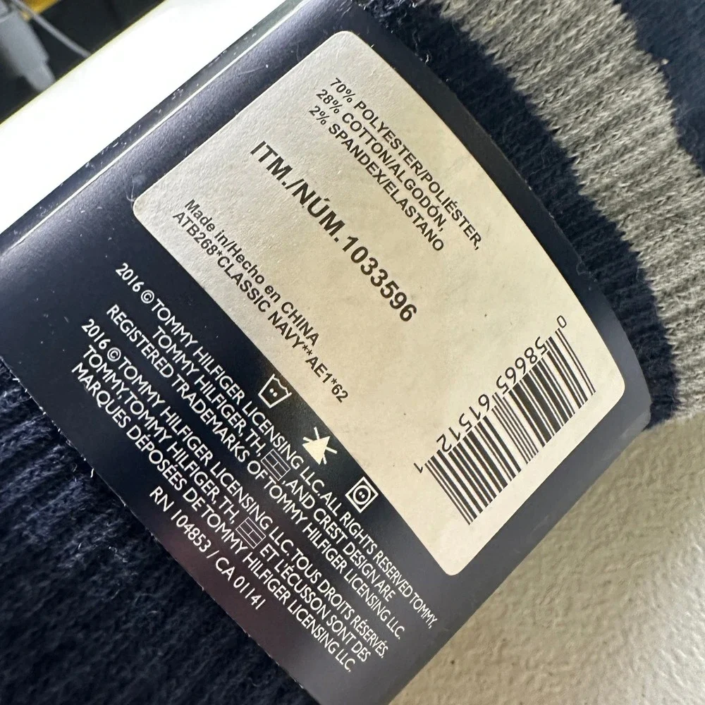 Tommy Hilfiger Men Socks 4-Pack Navy Blue Cotton Blend Striped Logo New 7-12